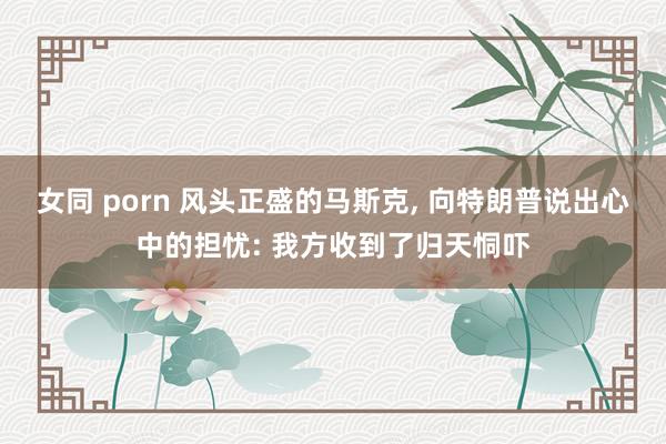 女同 porn 风头正盛的马斯克， 向特朗普说出心中的担忧: 我方收到了归天恫吓