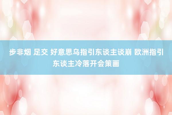 步非烟 足交 好意思乌指引东谈主谈崩 欧洲指引东谈主冷落开会策画