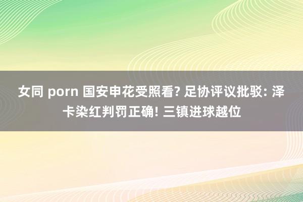 女同 porn 国安申花受照看? 足协评议批驳: 泽卡染红判罚正确! 三镇进球越位