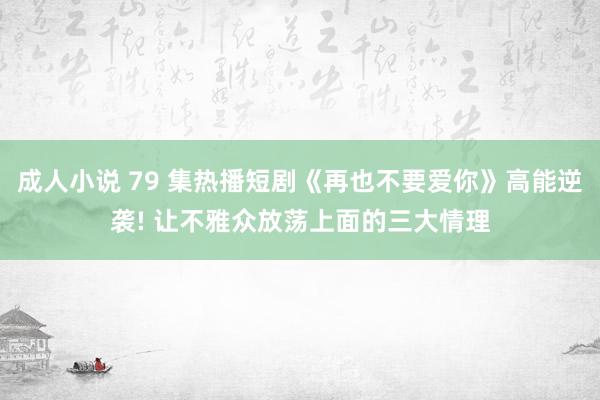 成人小说 79 集热播短剧《再也不要爱你》高能逆袭! 让不雅众放荡上面的三大情理